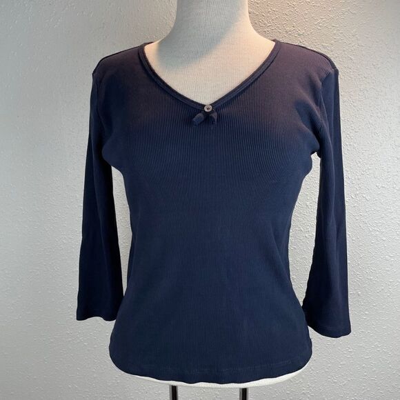 Lauren Ralph Lauren Navy Blue Long Sleeve Top - Picture 1 of 6